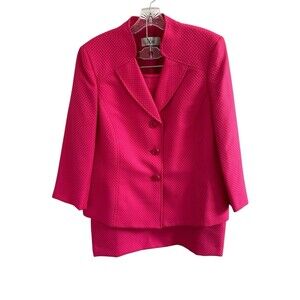 Le Suit Textured Skirt Jacket 2pc Set Women’s  Size 16 Pink Lined Career Formal